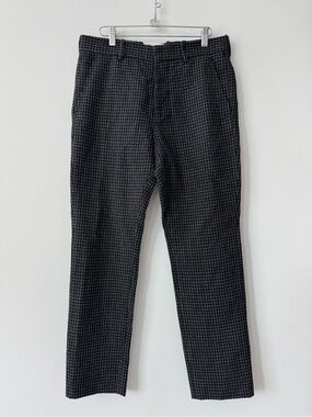 Marni Flat Front 100% Wool Black and Gray Square Check Pants - Sz 46 - Italy